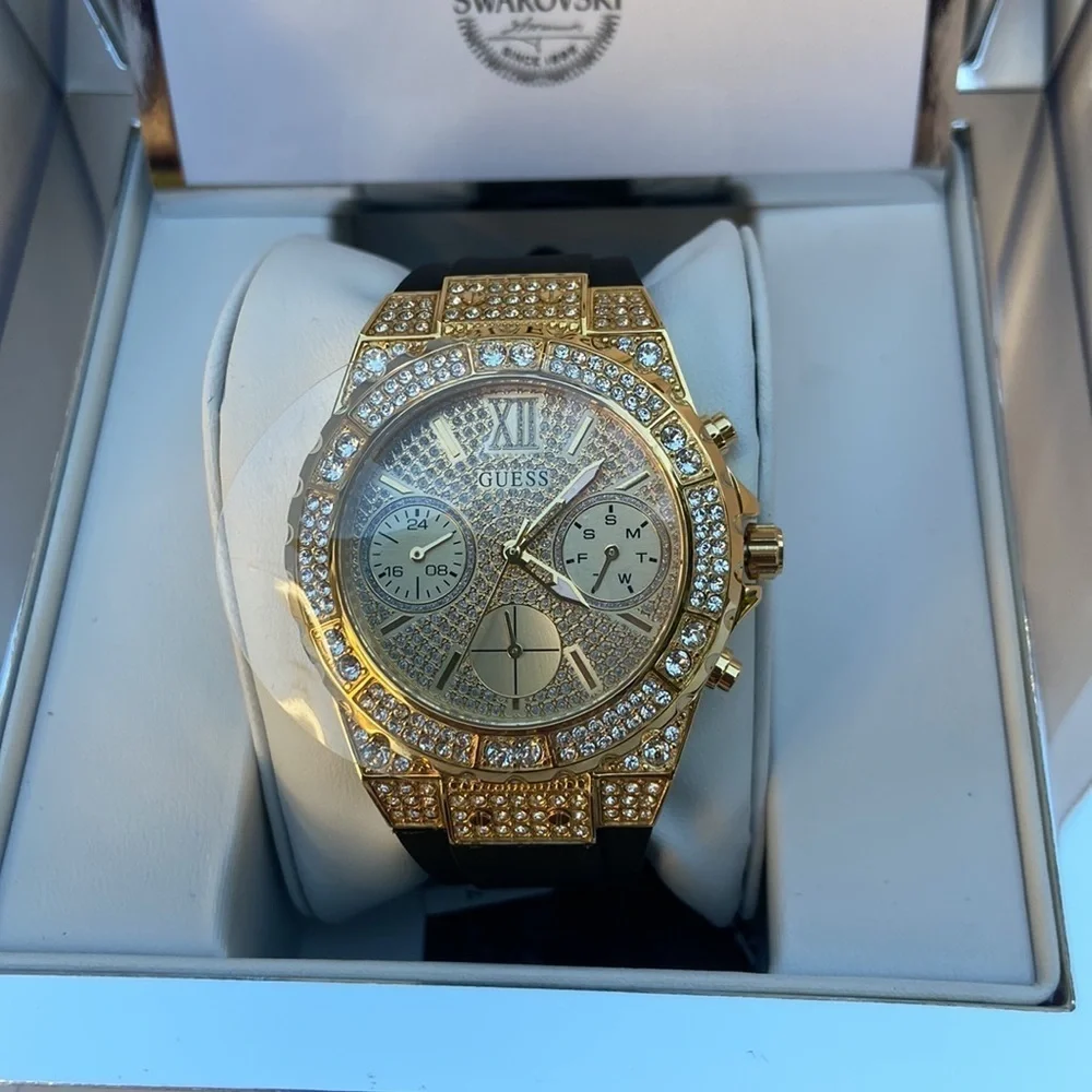 New GUESS 39.5mm Watch With Crystal by Swarovski